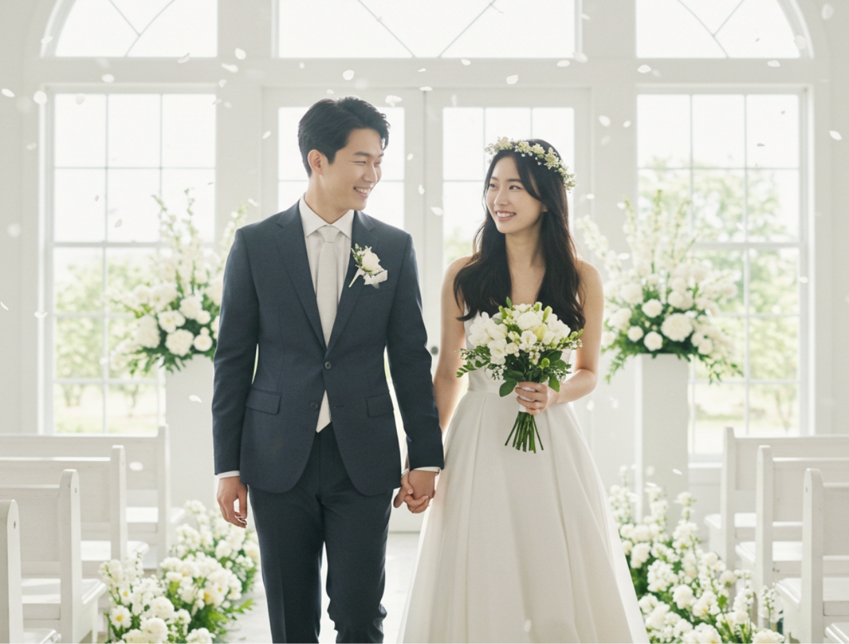 웨딩검진 이미지, 결혼을 앞둔 예비부부가 임신 준비와 건강 검진을 위해 함께하는 웨딩 건강검진 안내